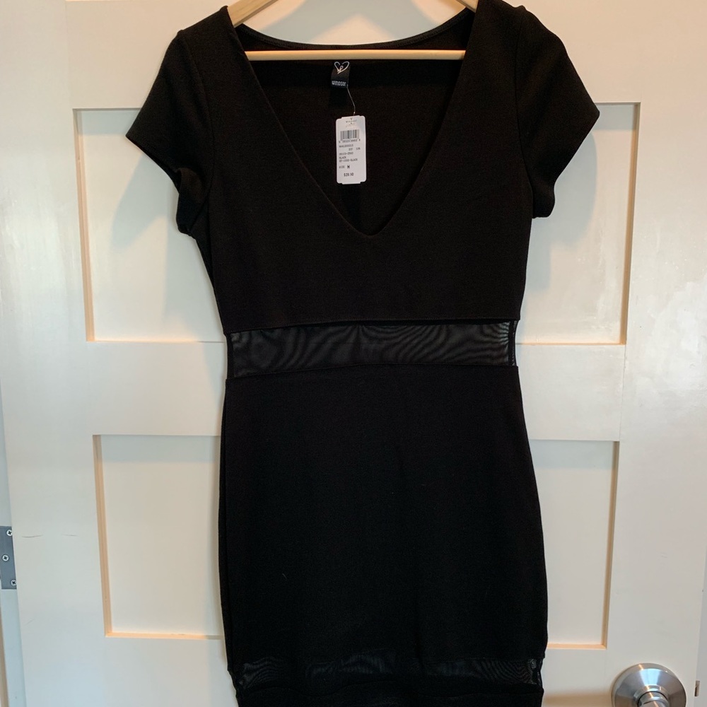 Short Sleeve Black Mini Dress